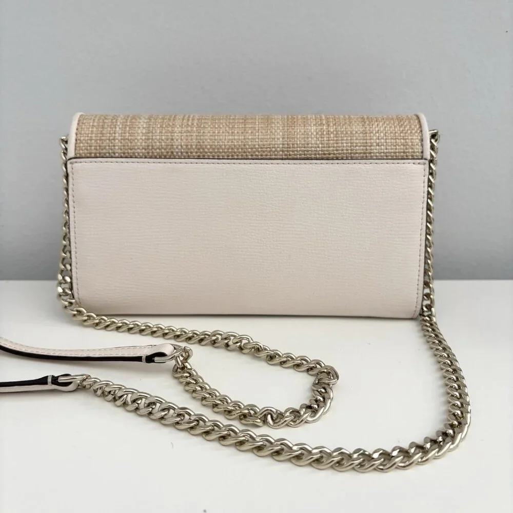 kate spade Pineapple Embroidered Straw Crossbody in Cream and Yellow